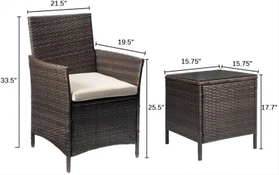 Wholesale 3 PCS Rattan Garden Furniture Set Outdoor Rattan Wicker Bistro Set with Coffee Table for Outdoor Patio Garden Backyard