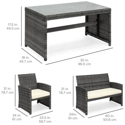 Sale of 4 Pieces Modern Sectional Outdoor Handmade Rattan Furniture Sofa Set with Table Chair for Hotel/Living Room/Home/Office/Dining