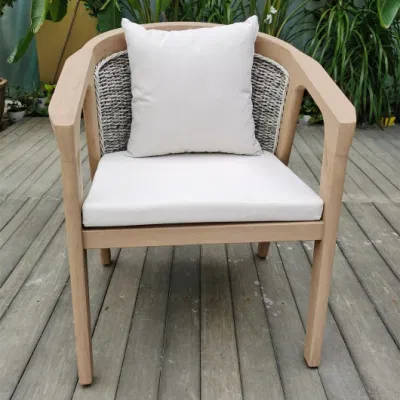 Factory Outdoor Modern Style Wooden White Garden Patio Rattan Furniture Chair