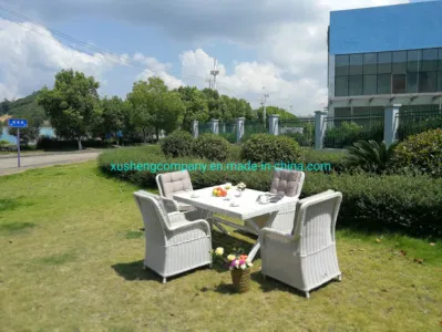  Handmade Rattan Wicker Rope Balcony Table Aluminum Table and Chairs