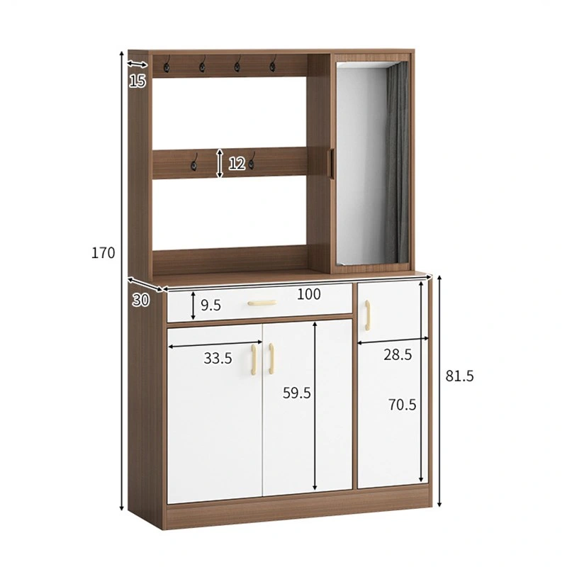 Shoe Cabinet, Wardrobe Cabinet with Hanger, Integrated Household Multifunctional Entrance with Mirror, Large Capacity Entrance Hall Cabinet