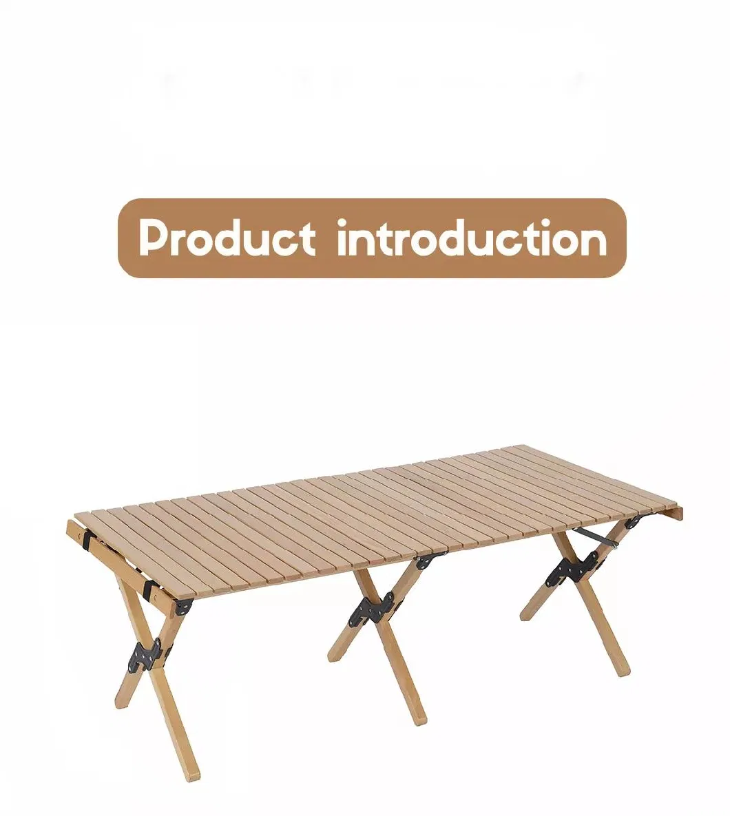 BBQ Portable Folding Roll Top Wood Camping Table