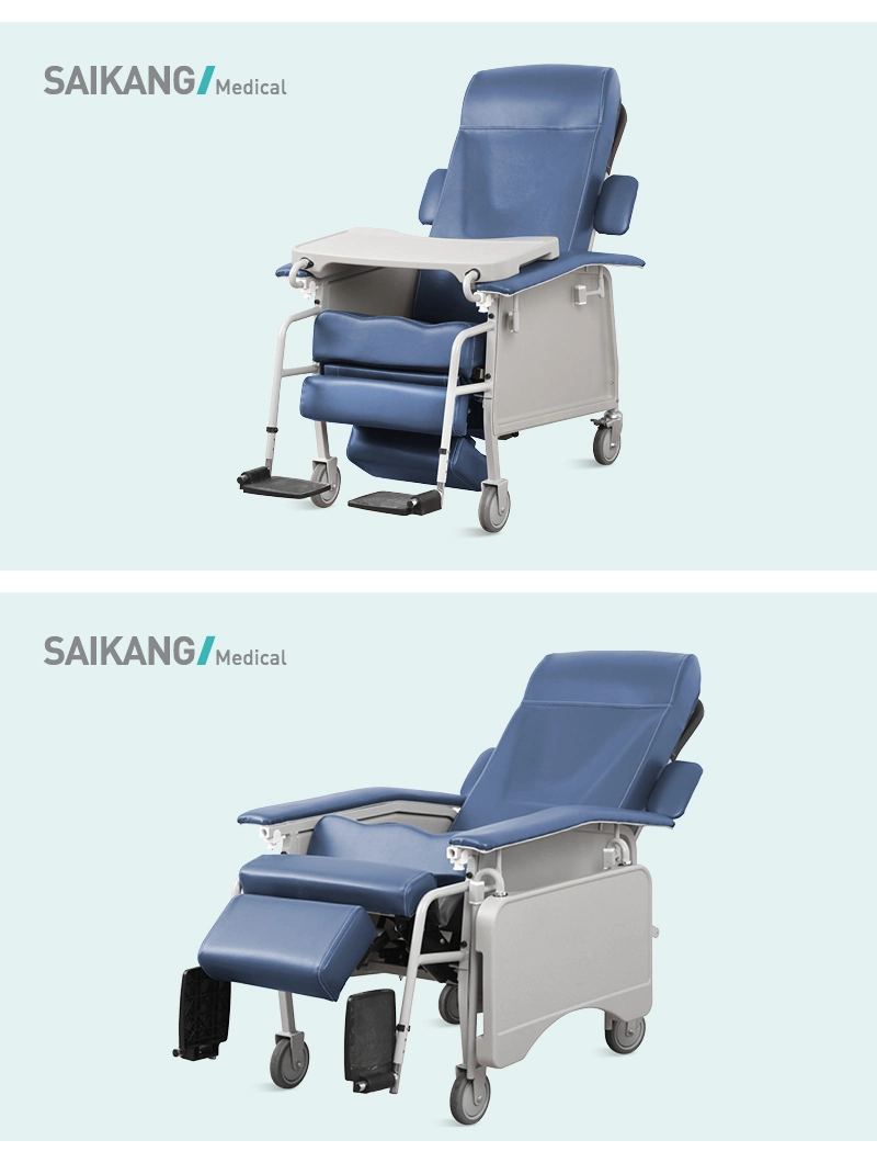 Ske943 Saikang Movable Comfortable Hospital Medical Multifunction Foldable Manual Elderly Reclining Chair