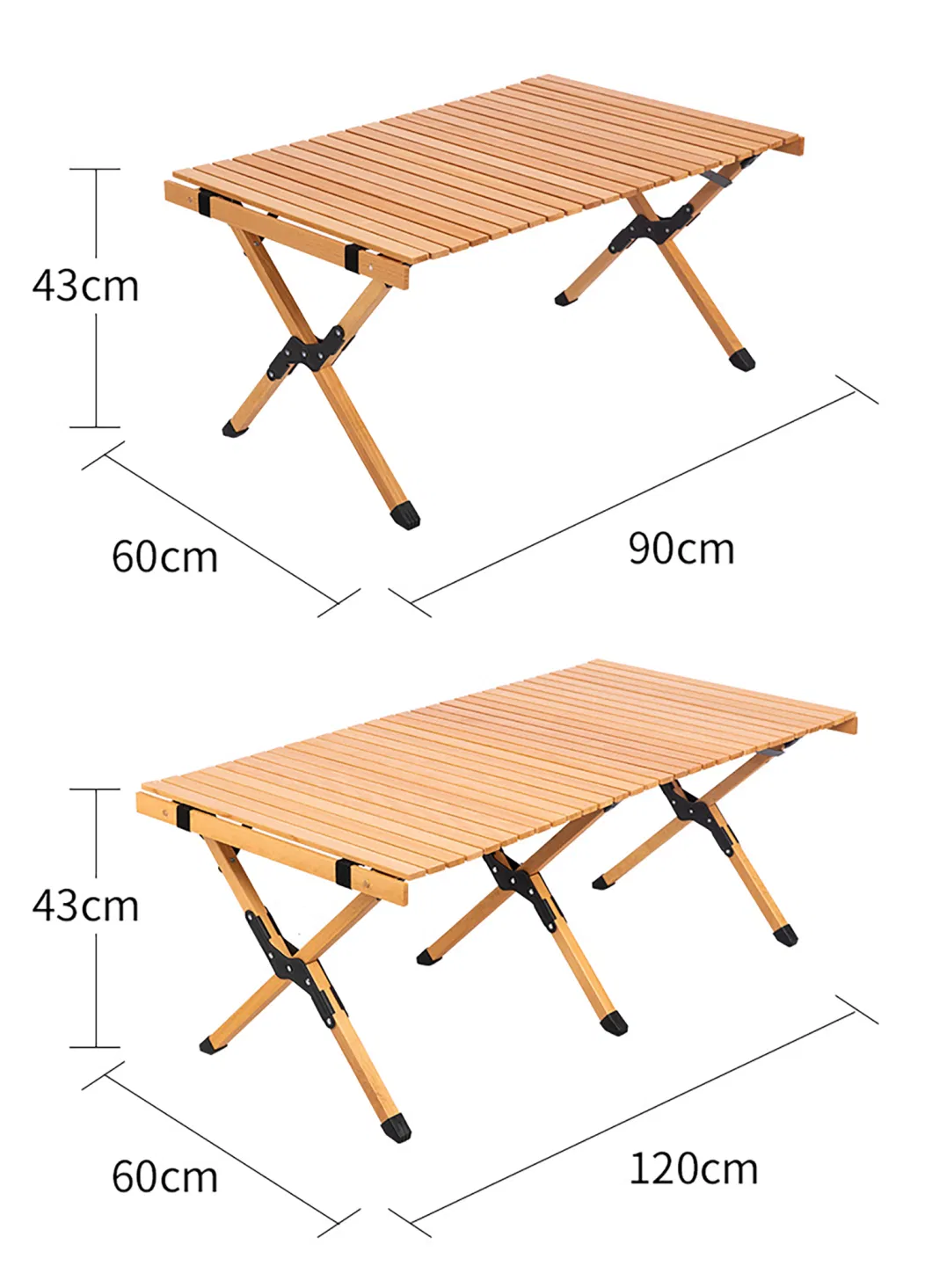 2023 Custom Logo Canvas Adults Collapsible Wood Portable Foldable Folding Outdoor Dining Picnic Camping Table