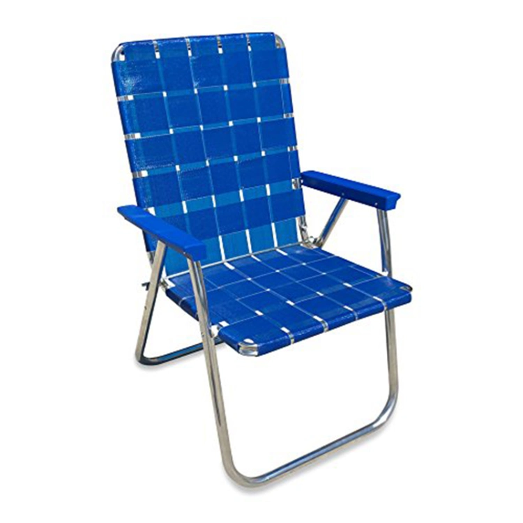 Lightweight Folding Beach Camping Lawn Web Mesh Patio Chair with Shoulder PP Strap