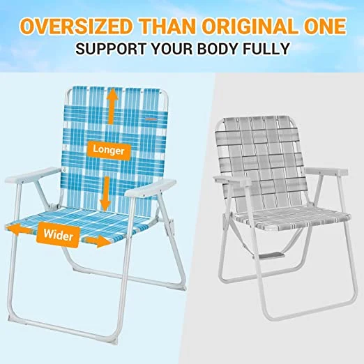 Folding Portable Webbed Lawn Beach Chair Lightweight Chairs for Outdoor Camping