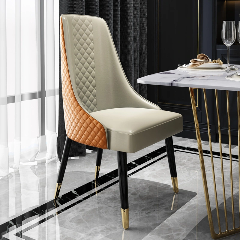 High Quality with Low Price Restaurant Home Dinner Furmiture Metal Leisure PU Leather Modern Dining Chair in Stock