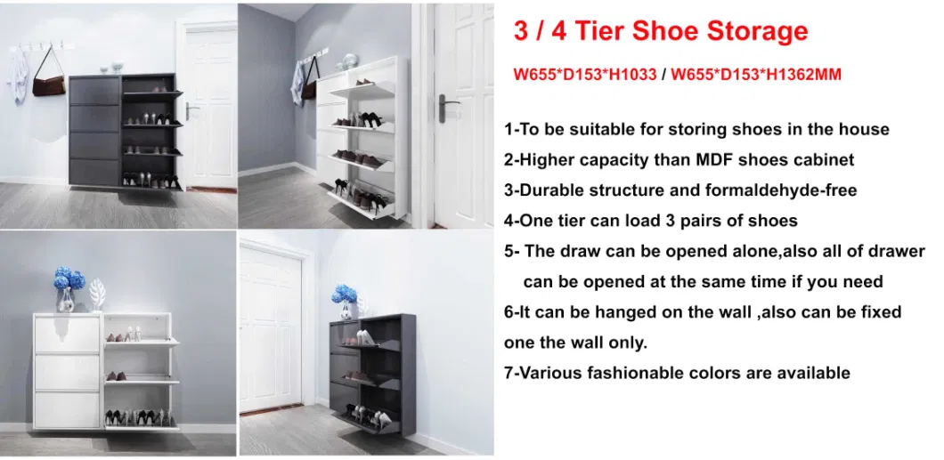 3 Layers Metal Shoe Cabinet Storage Organizer Living Room Shoe Rack Holder