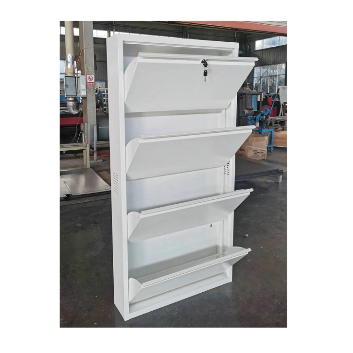 Fas-036A Slimline Foldable Metal 4 Tiers Rack Stand Slim Shoe Storage Cabinet Shoe Rack Cabinet