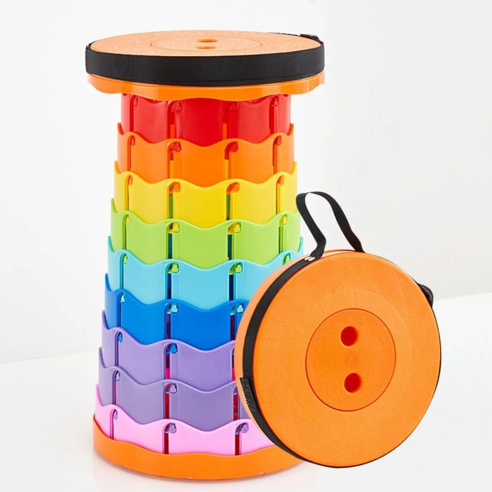 Telescoping Portable Stool Rainbow Multi-Color Easy Carrying Solid PP Plastic Modern Bar Counter Collapsible Adjustable Folding Stool Wyz20297