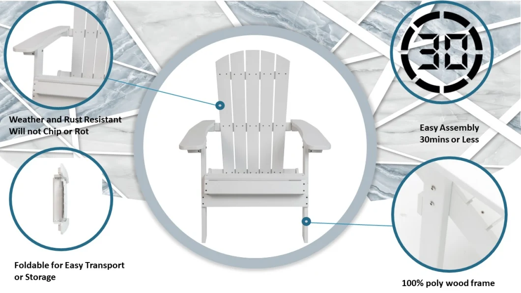 Folding Adirondack Chair, HDPE Outdoor Weather Resistant Plastic Patio Chair for Deck, Garden, Backyard, Fire Pit and Lawn Chairs