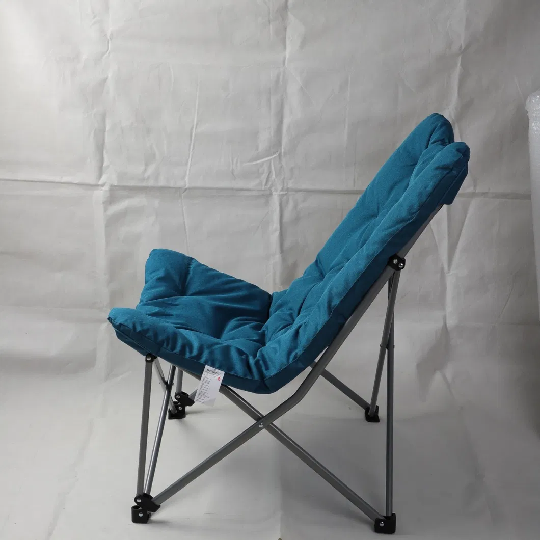 Metal Frame Lounge Furniture Soft Wide Seat Folding Saucer Padded Camping Chair