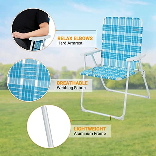 Folding Portable Webbed Lawn Beach Chair Lightweight Chairs for Outdoor Camping