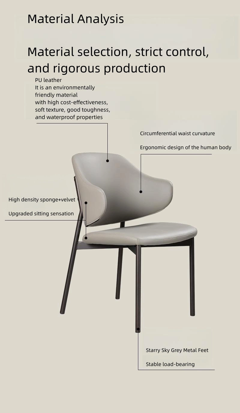 Metal Household Cream Picnic Chair Reception Chair Backrest Chair