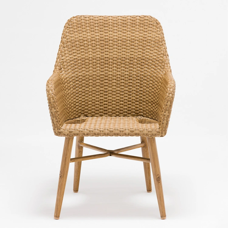 Rattan Chair with Bamboo Aluminum Frame Bistro French Wicker Chair