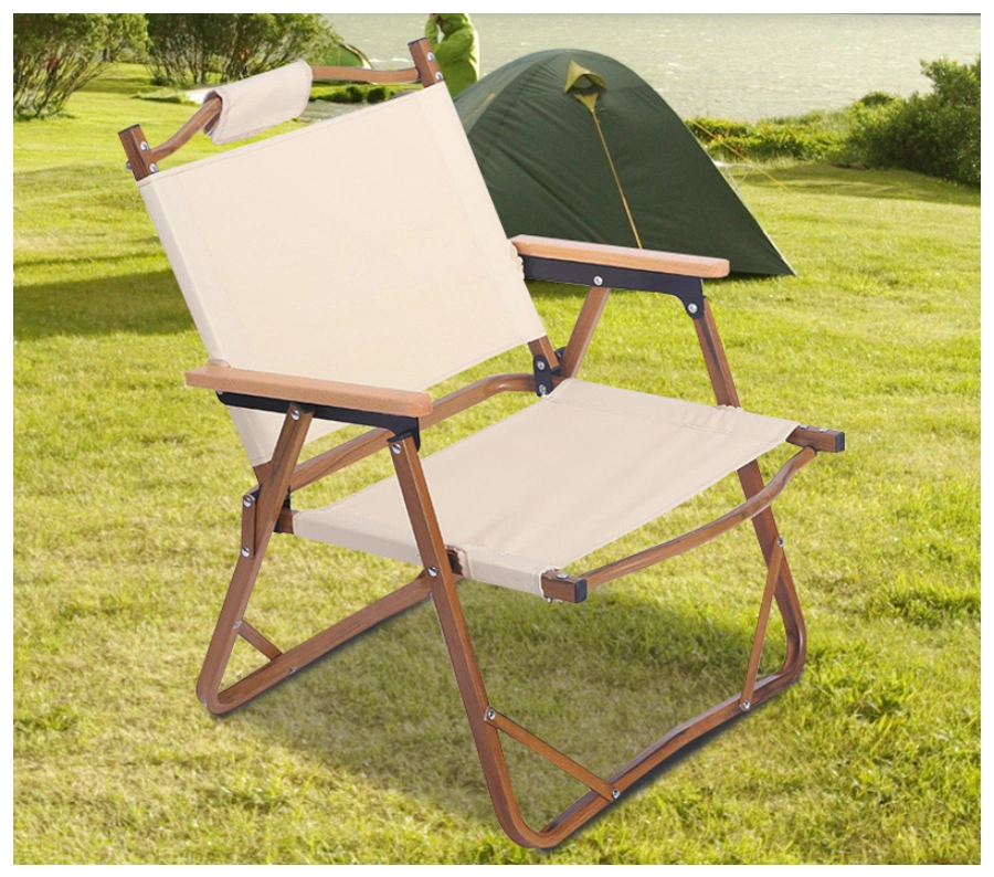 Outdoor Furniture Wood Grain Aluminum Portable Folding Kermit Camping Chair