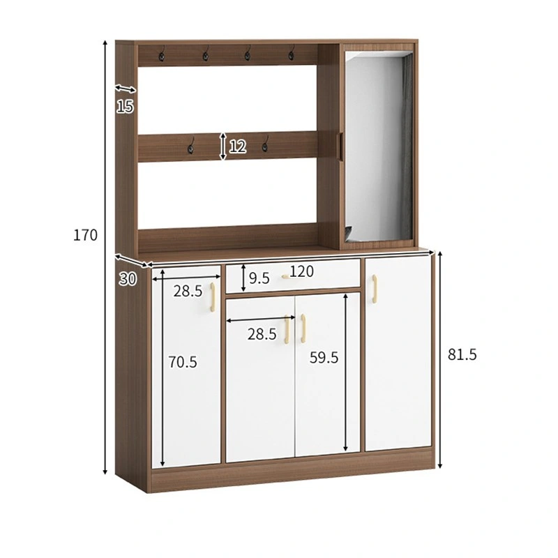 Shoe Cabinet, Wardrobe Cabinet with Hanger, Integrated Household Multifunctional Entrance with Mirror, Large Capacity Entrance Hall Cabinet