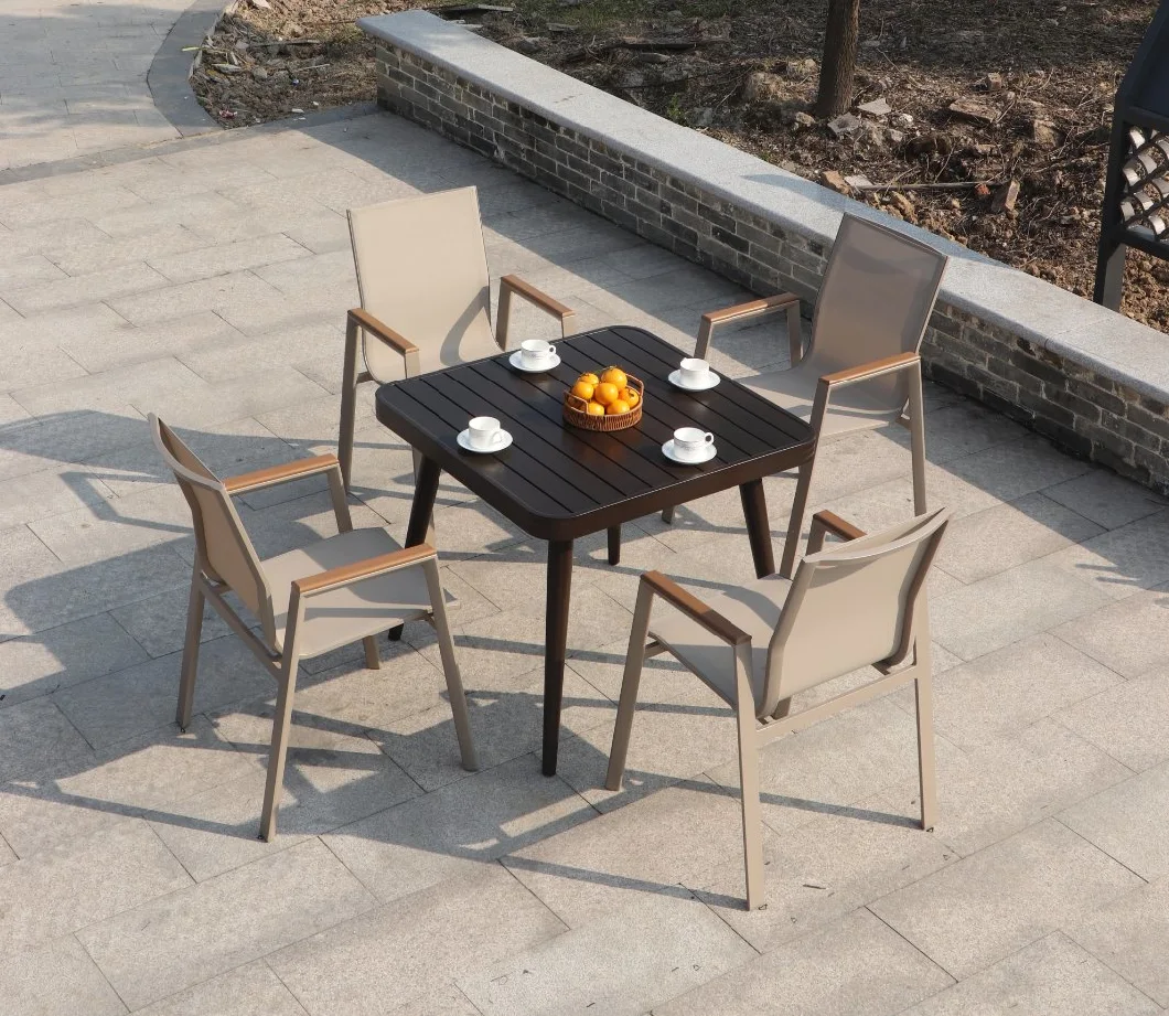 Outdoor Waterproof Sunscreen Milk Tea Shop Cafe Net Cloth Aluminum Alloy Table Chair Outdoor Small Yard Villa