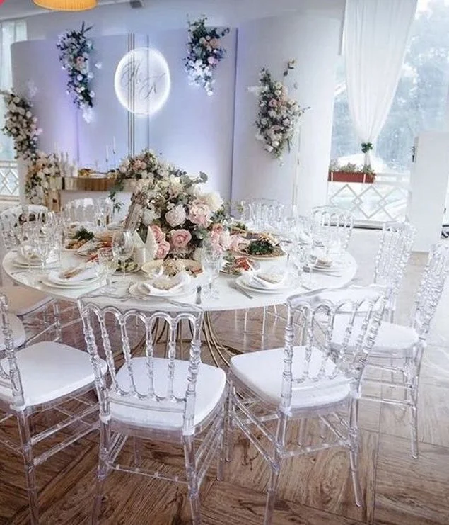 Wholesale Hotel Stackable Plastic Resin Crystal Transparent Party Event Napoleon Tiffany Acrylic Clear Chiavari Wedding Chair