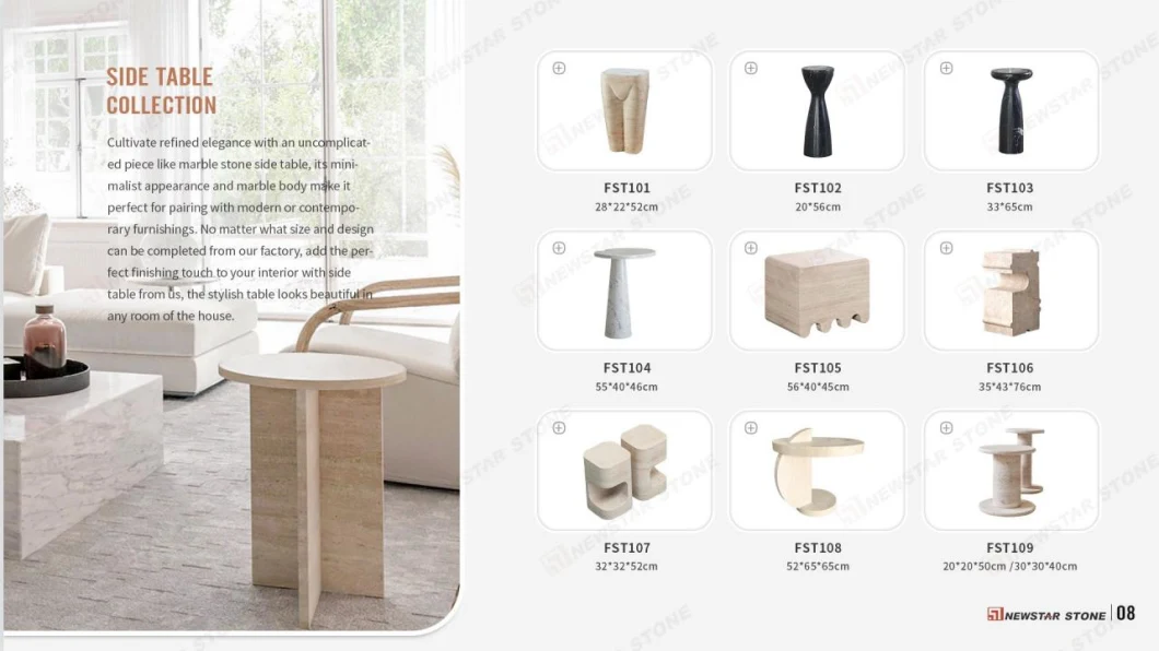 Manufacture Stone Factory Small Side Table Natural Marble Polished Stone Garden Furniture Custom Size Indoor Coffee Table