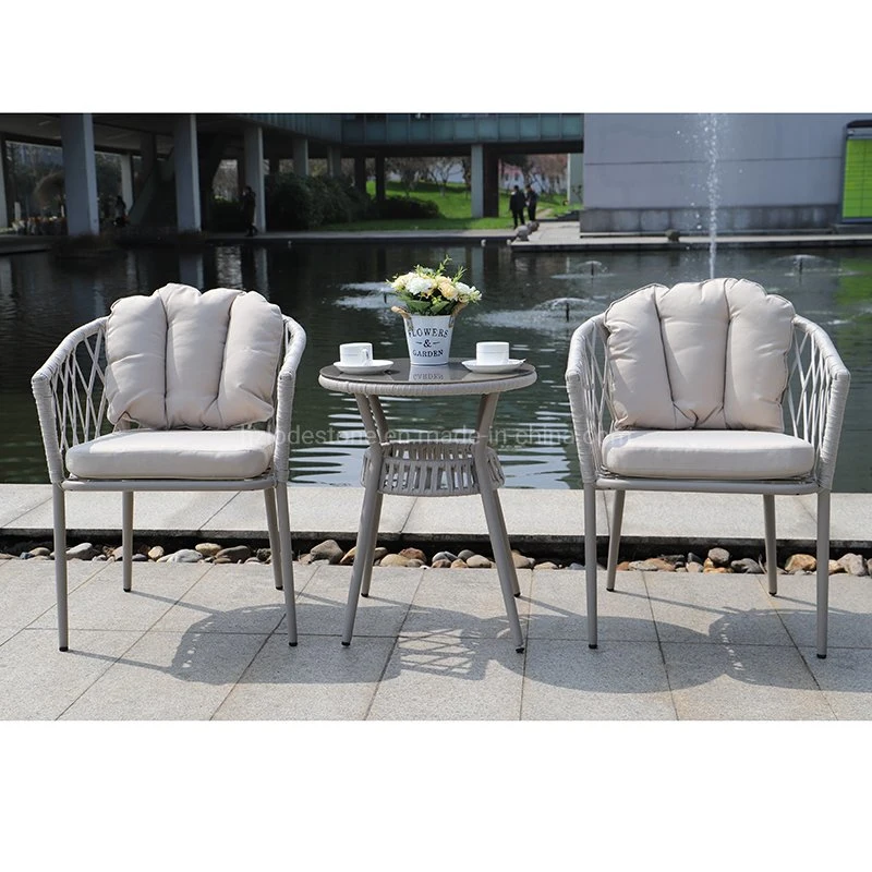 3 PCS Outdoor Patio Rope Furniture Set with Coffee Table Garden Rope Bistro Set for Yard &amp; Bistro