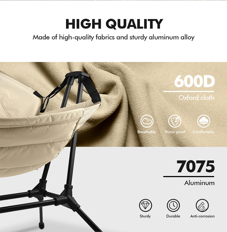 Kinggear New Arriver Outdoor Portable Camping Rock Chair Camping Folding Rocking Chair for Adults