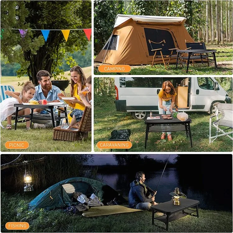 Small Adjustable Height Folding Table for Camping portable Lightweight Foldable Table with Nets