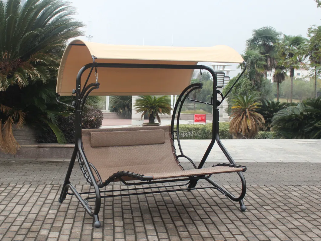 Outdoor Garden Double Swing Chair Lover Sun Lounger with Pillow