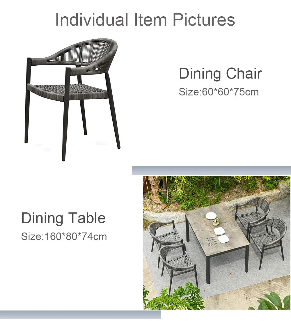 Outdoor Balcony Aluminum Modern Patio Furniture Table and Chair for Dining Room