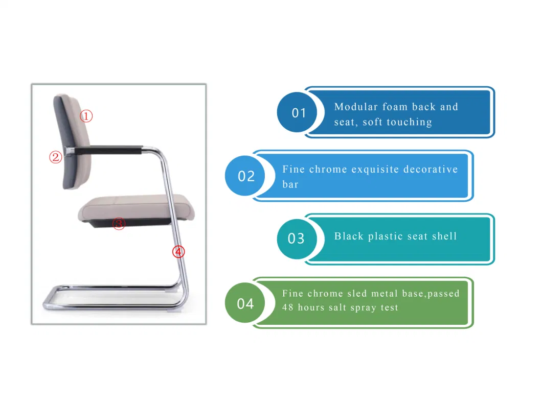 Zode Waiting Visitor Meeting Room Office Furniture PU Metal Conference Computer Leather Wood Sling Chairs