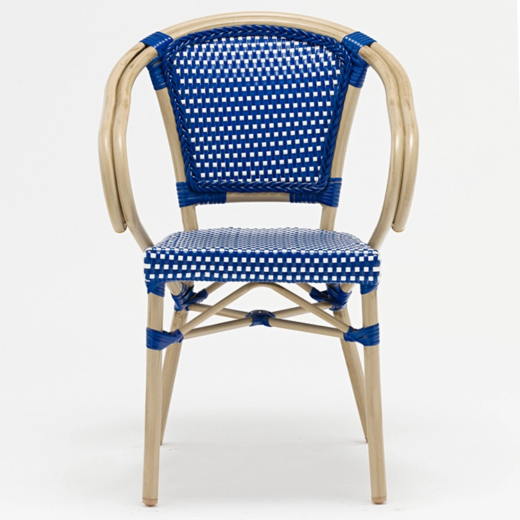 Rattan Chair with Bamboo Aluminum Frame Bistro French Wicker Chair