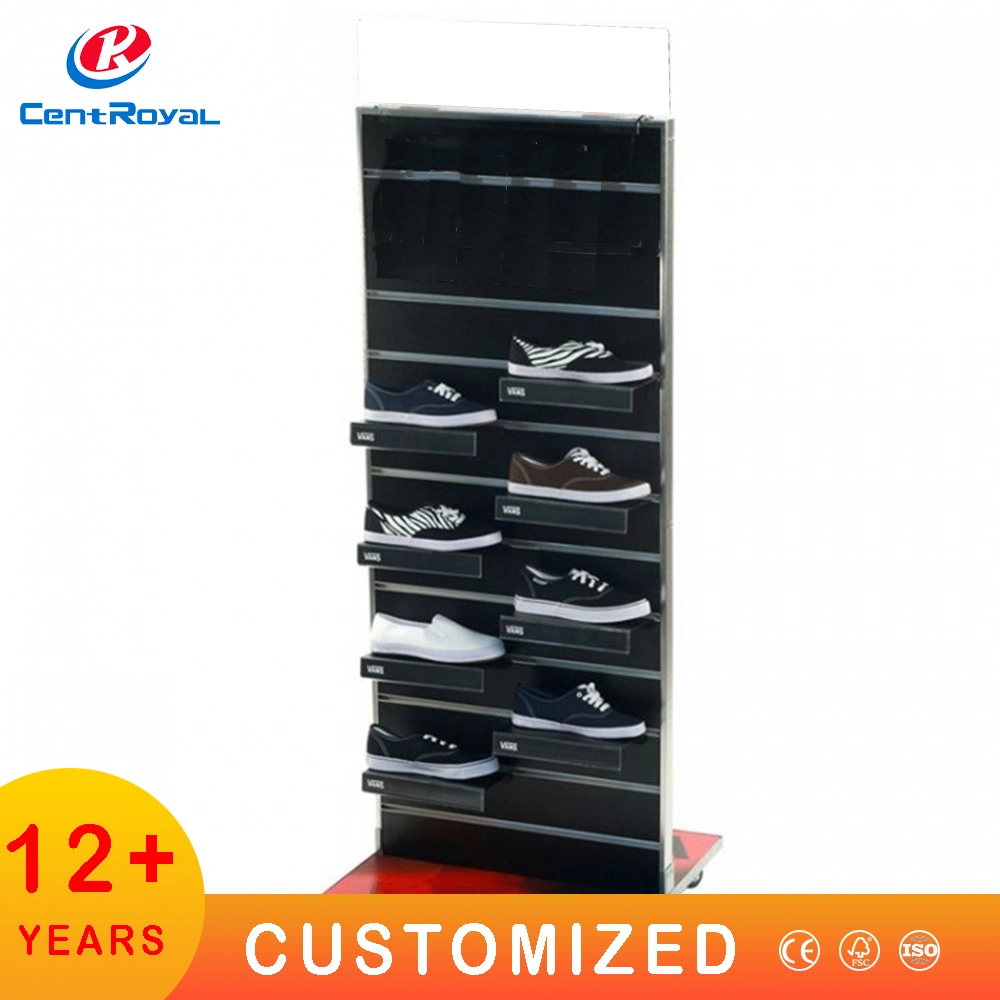 Custom Slipper Shoe Display Stand for Sneaker Shoe Display for Fitness Store Floor Stand Wooden Sport Shop Sandal Rack Shelf Display