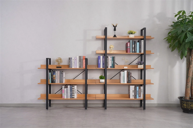 Living Room Furniture Bookcase Metal Framewooden Rack Book Shelf Home Design 3 Tier Metal