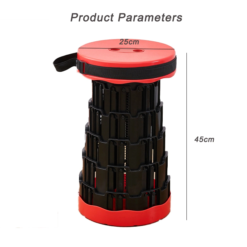 Retractable Folding Stool Portable Camping Stool Collapsible Stool Lightweight More Sturdy Capacity 250kgs Adjustable Stool for Hiking Garden BBQ