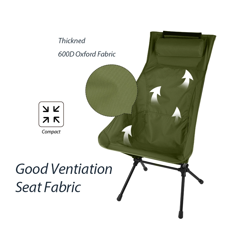 Kinggear Portable Outdoor Chairs Heavy Duty Portable Aluminum 7075 150kg High Back Foldable Backpacking Camping Relax Chair