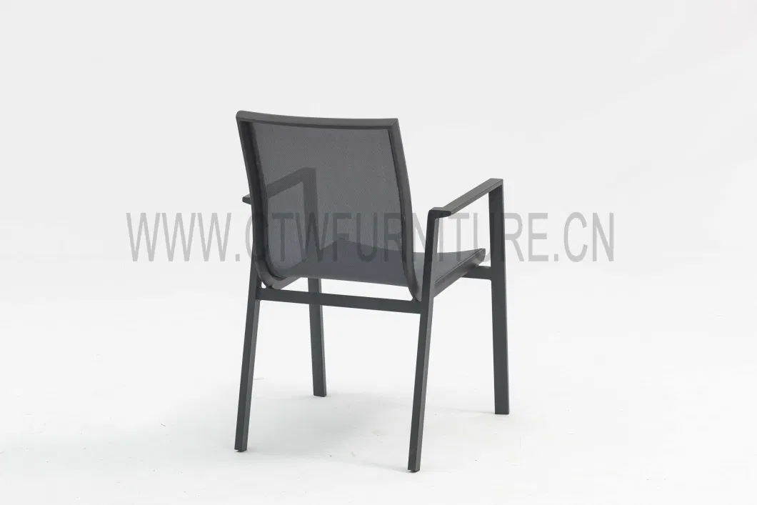 Hotel Restaurant Garden Patio Alu Table Sling Chair Aluminum Dining Table Set Metal Outdoor