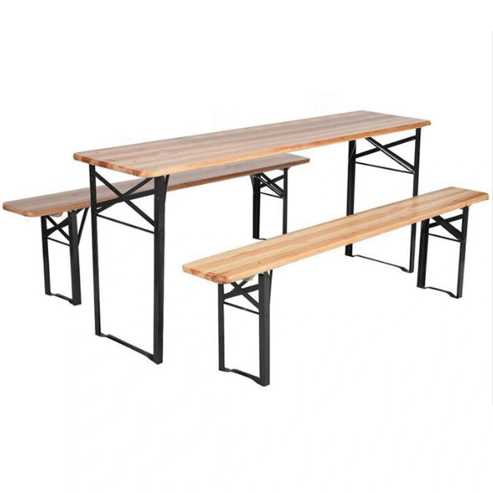 Garden Solid Wooden Banquet Events Beer Dining Table and Bench Set for Restaurant