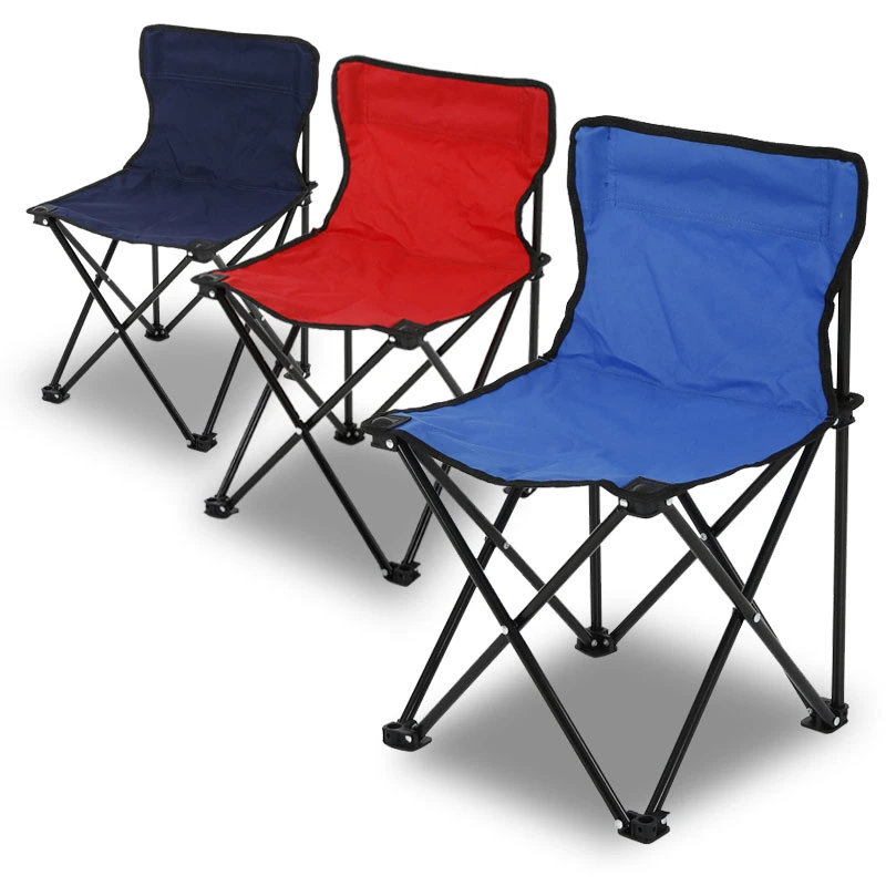 Small Size Steel Frame Folding Chair with Back Holder, Lightweight Fold up Beach Chair in Blue, Beach Lounger for Camping or Fishing