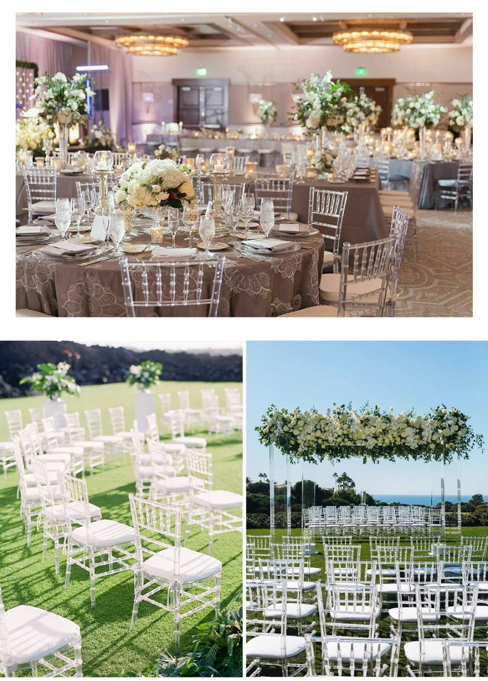 Wedding Events Banquet Plastic Resin Clear Transparent Tiffany Napoleon Chiavari Chairs
