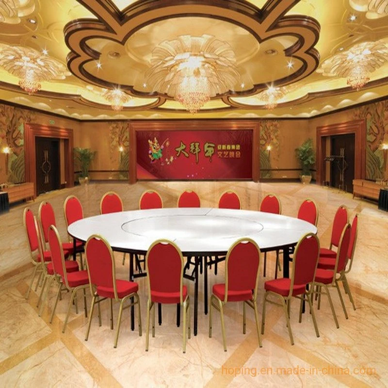 Collapsible Square Round Table with Fireproof PVC Board Top with Multifunctioin for Dining Hall, Restaurant and Meeting