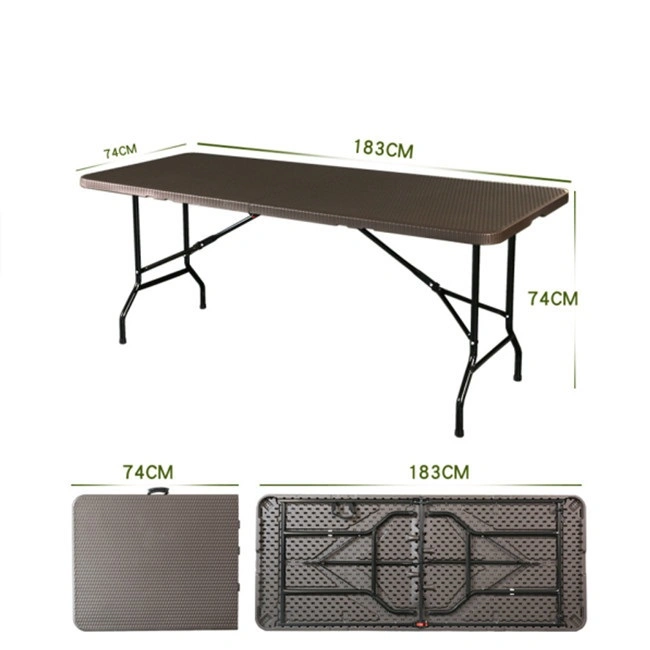 Wholesale Factory Portable Picnic Outdoor Plastic 72inch Folding Table Foldable Rectangular Dining 6FT Plastic Folding Table