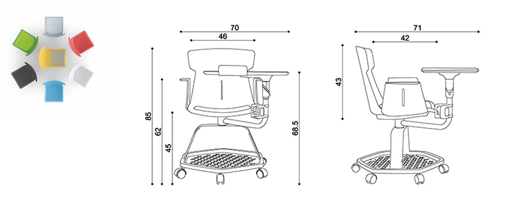 Modern Patent Design White Plastic Restaurant Furniture Dining Training Chair