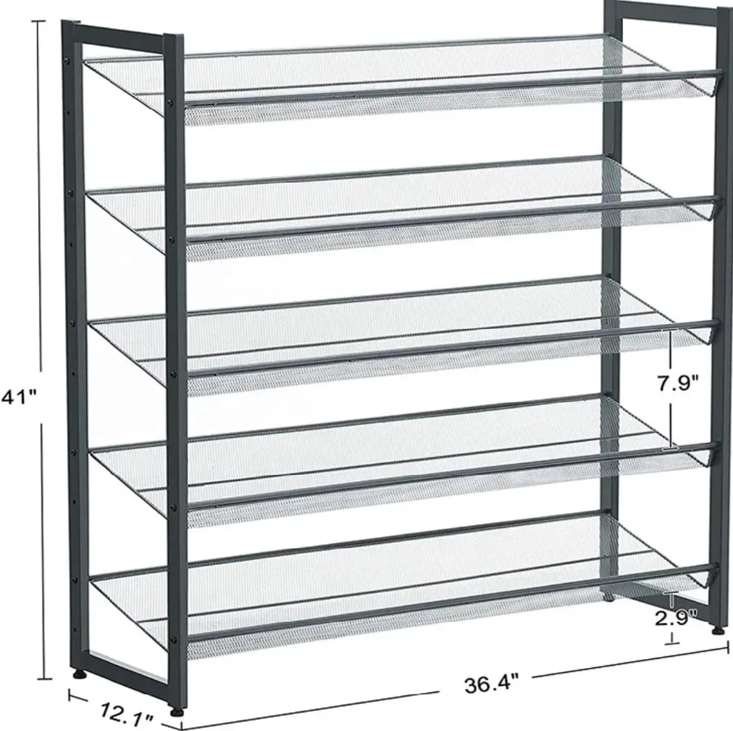 Metal Storage Shoe Racks with Mesh Shelf Slant Adjustable