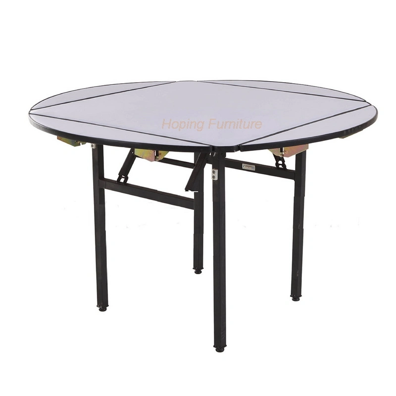 Collapsible Square Round Table with Fireproof PVC Board Top with Multifunctioin for Dining Hall, Restaurant and Meeting