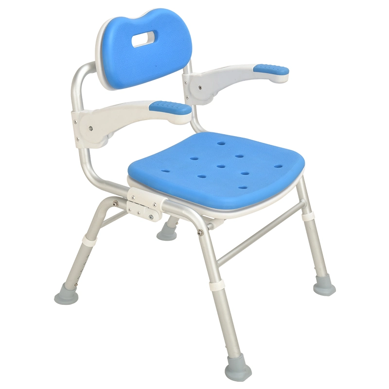 Height Adjustable Flip up Armrest Aluminum Folding Elderly Disabled Bath Shower Chair