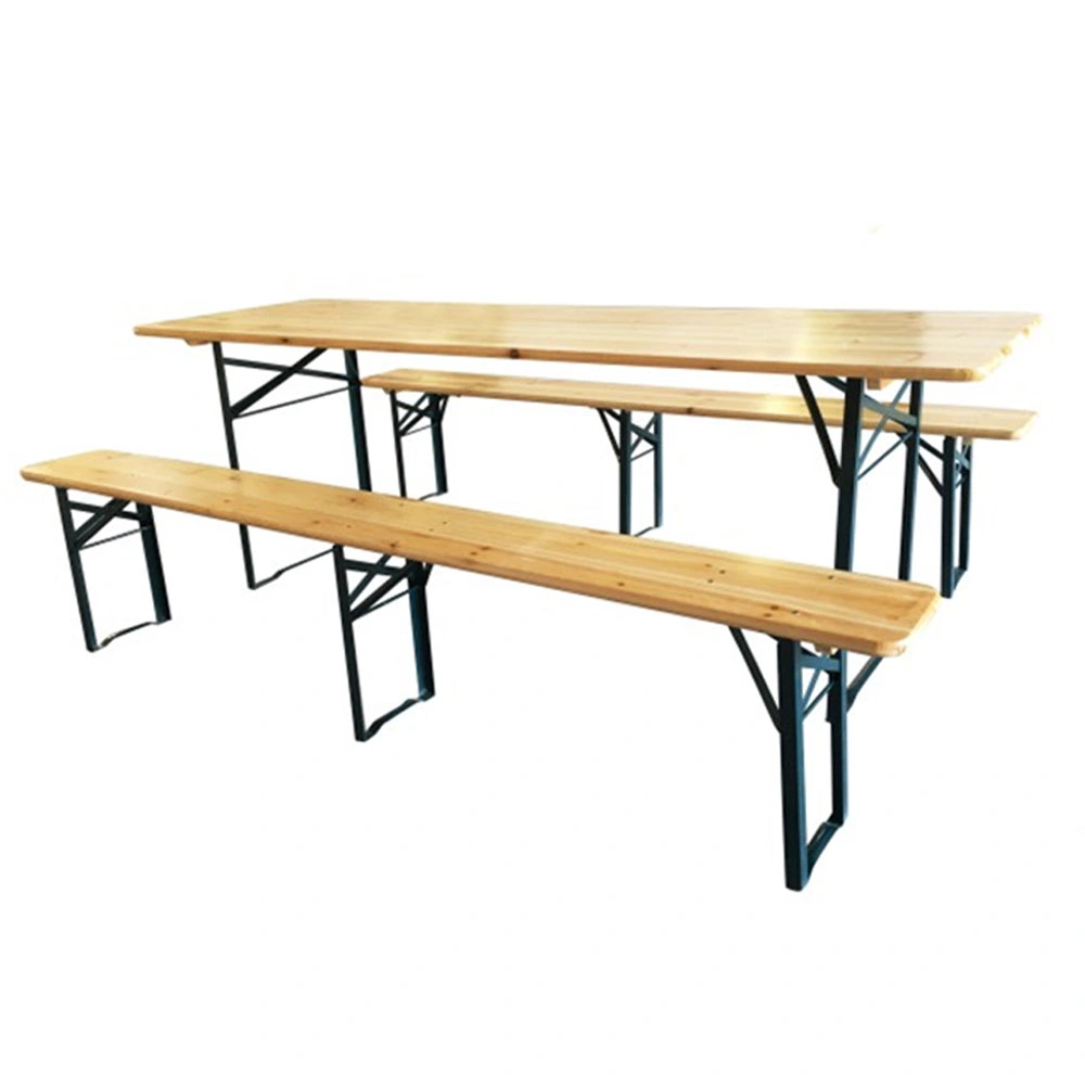 Garden Solid Wooden Banquet Events Beer Dining Table and Bench Set for Restaurant