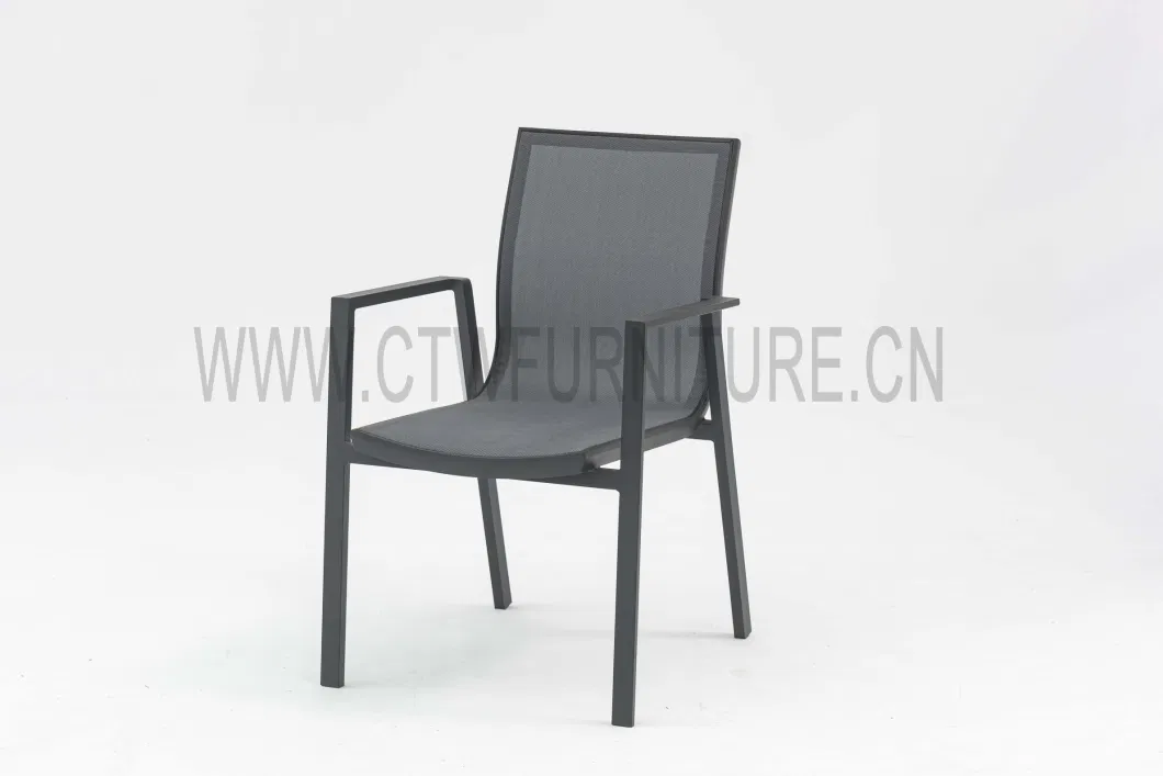 Hotel Restaurant Garden Patio Alu Table Sling Chair Aluminum Dining Table Set Metal Outdoor