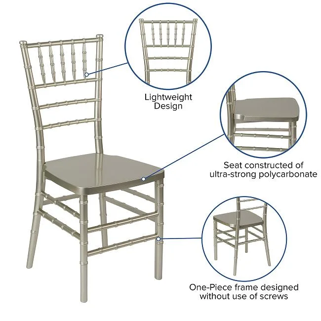 Champagne Stackable Resin Metal Tiffany Chiavari Chairs for Wedding Event