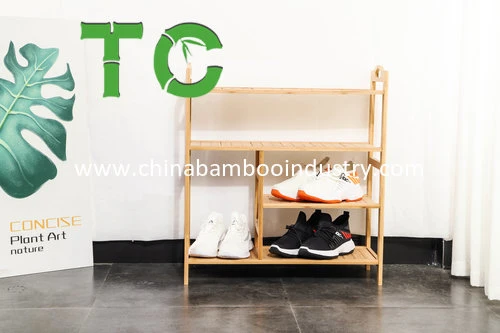 Wholesale Bamboo Shoe Rack with Boots Storage, 4 Tier Boot Shelf for Closets, Multifunctional Shoes Organizer for Entryway Hallway
