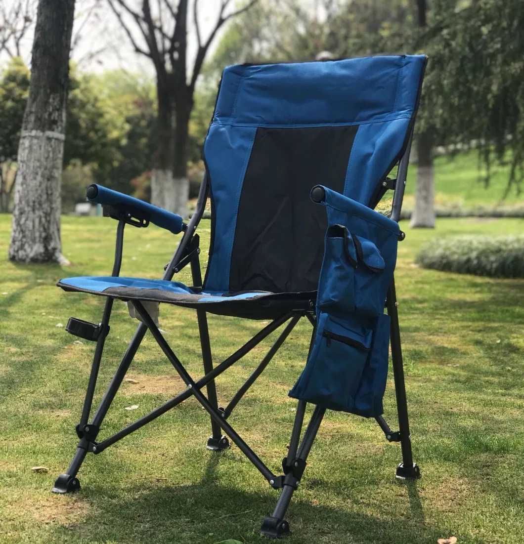 High Back Padded Lawn Camping Chair Portable Folding Chair with Arm Rest Cup Holder and Portable Carrying Bag